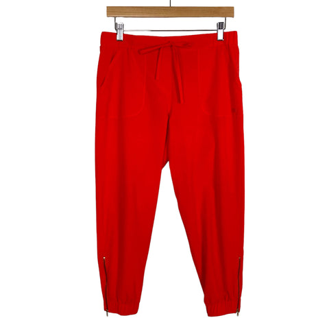 Albion Bright Coral Orange Drawstring with Zipper Hem Jetsetters Joggers- Size S Petite (Inseam 23.5”, see notes)