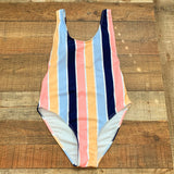 Stylish Swimwear Vertical Striped Padded One Piece- Size M