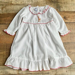 Sweet Dreams White Reindeer Embroidered Dress- Size 12M