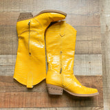 Sam Edelman Yellow Croc Western Boots- Size 7