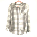 Amaryllis x Ashlee Nichols Grey and White Check Button Up- Size XS