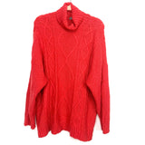 Aerie Red Wool Blend Turtleneck Side Slit Sweater- Size M