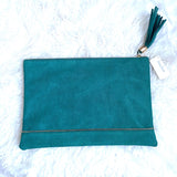 Neiman Marcus Green Tassel Clutch NWT