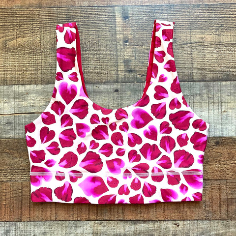 Fabletics Pink Rose Petal Print/Red Reversible Sports Bra NWT- Size M (we have matching leggings)