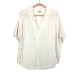 Madewell Cream Collared Top with Button Detail on Back- Size L (see notes)