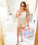 Amaryllis Tan Elastic Waist Shorts- Size XL