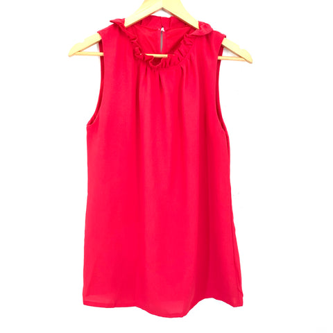 No Brand Red Ruffle Collar Tank Blouse- Size S