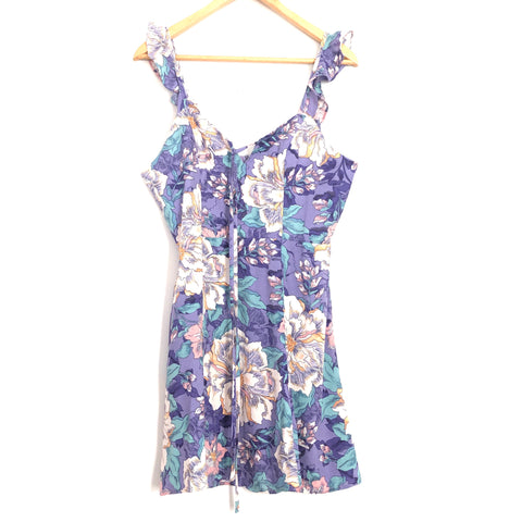 Vestique Purple Floral Front Tie Dress NWT- Size L