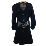 Mackage Black Wool/Cashmere Leather Belted Trench Coat- Size XS