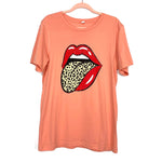 Bella + Canvas Peach Animal Print Tongue T-Shirt- Size M