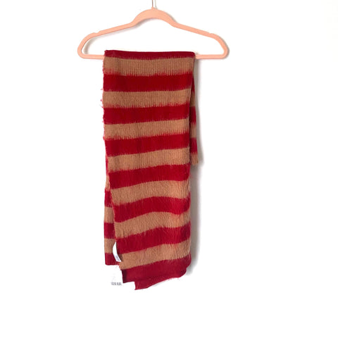 UO Red Striped Acrylic Blanket Scarf NWT