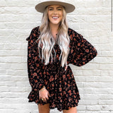 Free People Black Floral Print Dress NWT- Size L