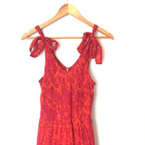 Free People Orange/Red Floral Tiered Ruffle Dress- Size XS