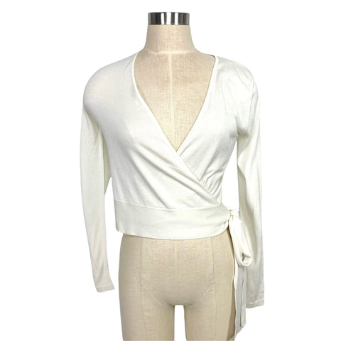 Lilysilk Cream 100% Silk Knitted Wrapover Top NWT- Size S (US 4-6)