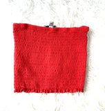 Express One Eleven Red Bandeau Smocked Top- Size XS