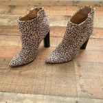 Qupid Animal Print Suede Back Zipper Booties- Size 8.5