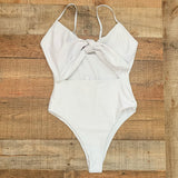 Goodnight Macaroon White Front Cutout Swimsuit NWT- Size M