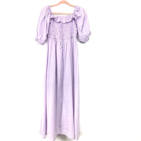 R Vivimos Light Purple Smocked Top Puff Sleeve Dress NWT- Size L