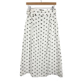 Topshop White with Black Polka Dots Linen Button Front Belted Skirt- Size 4 (see notes)
