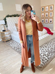 Amaryllis Chestnut Ribbed Duster Cardigan- Size L