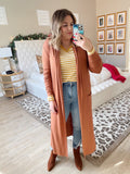 Amaryllis Chestnut Ribbed Duster Cardigan- Size L