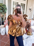 Buddy Love Gold Puff Sleeve Top- Size S (sold out online)