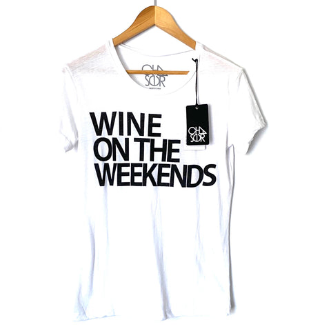 Chaser White "Wine On The Weekends" Tee NWT- Size S