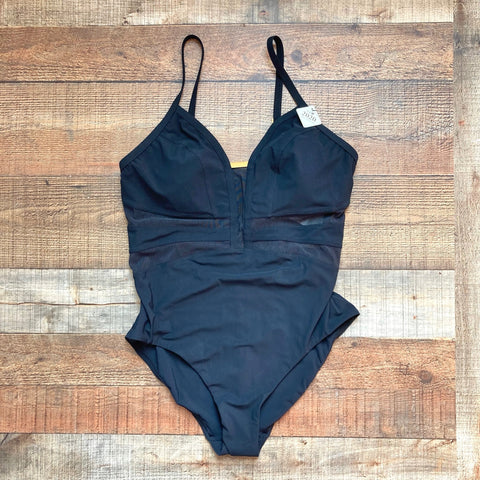 Amoressa Black Mesh Front One Piece NWT- Size 14