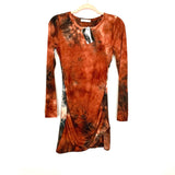 Entro Orange Black White Tie-Dye Cinched Side Dress NWT- Size S