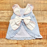 Sophie & Lucas Blue Petal Collar Bow Back Dress with Bloomers- Size 9M