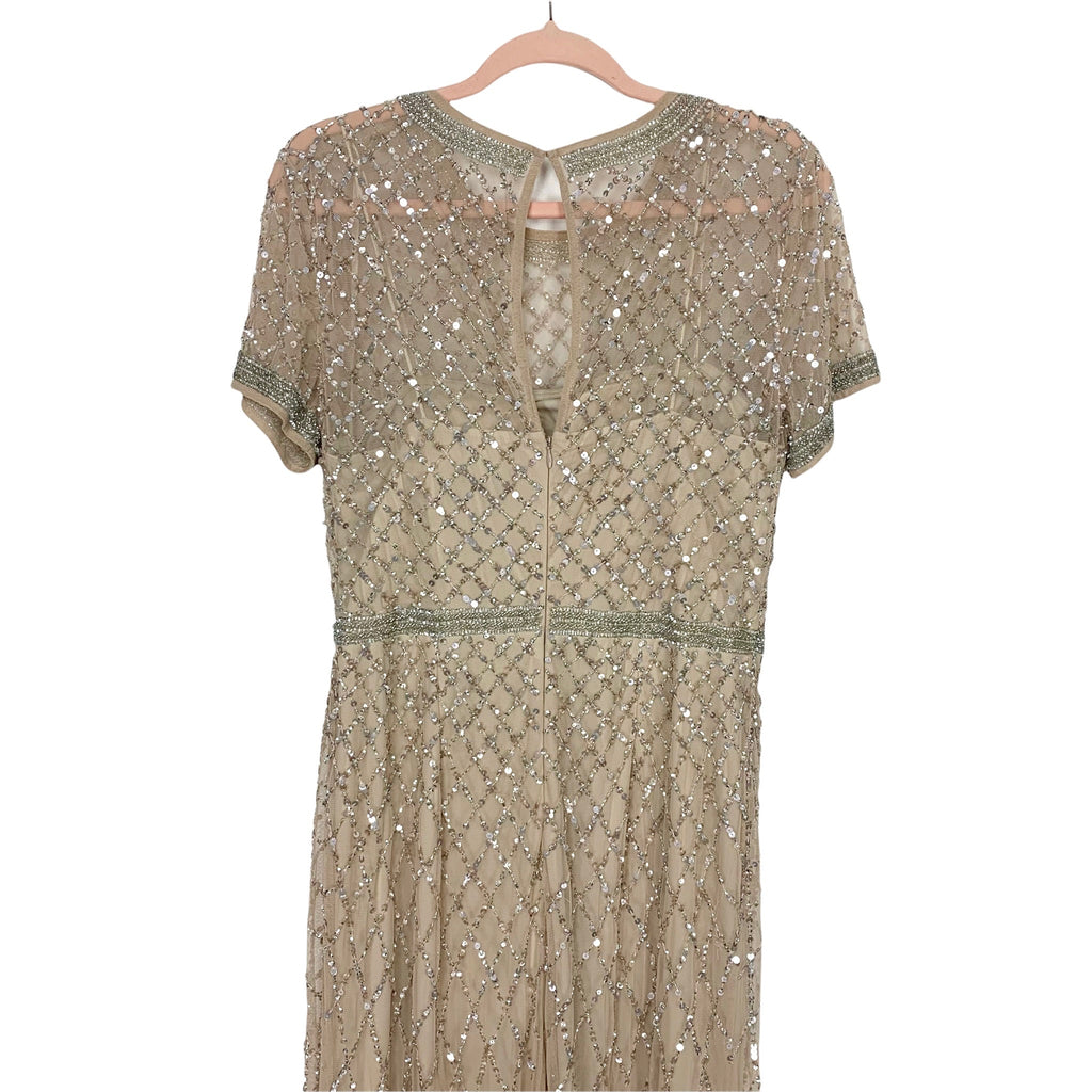 Adrianna Papell Champagne Beaded Gown- Size 12 The Saved Collection Adrianna Papell Champagne Beaded Gown- Size 12 The Saved Collection