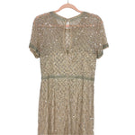 Adrianna Papell Champagne Beaded Gown- Size 12