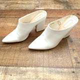 Forever21 White Faux Leather Slip On Block Heels- Size 7.5