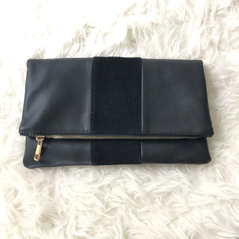 Sole Society Black Suede Detail Clutch