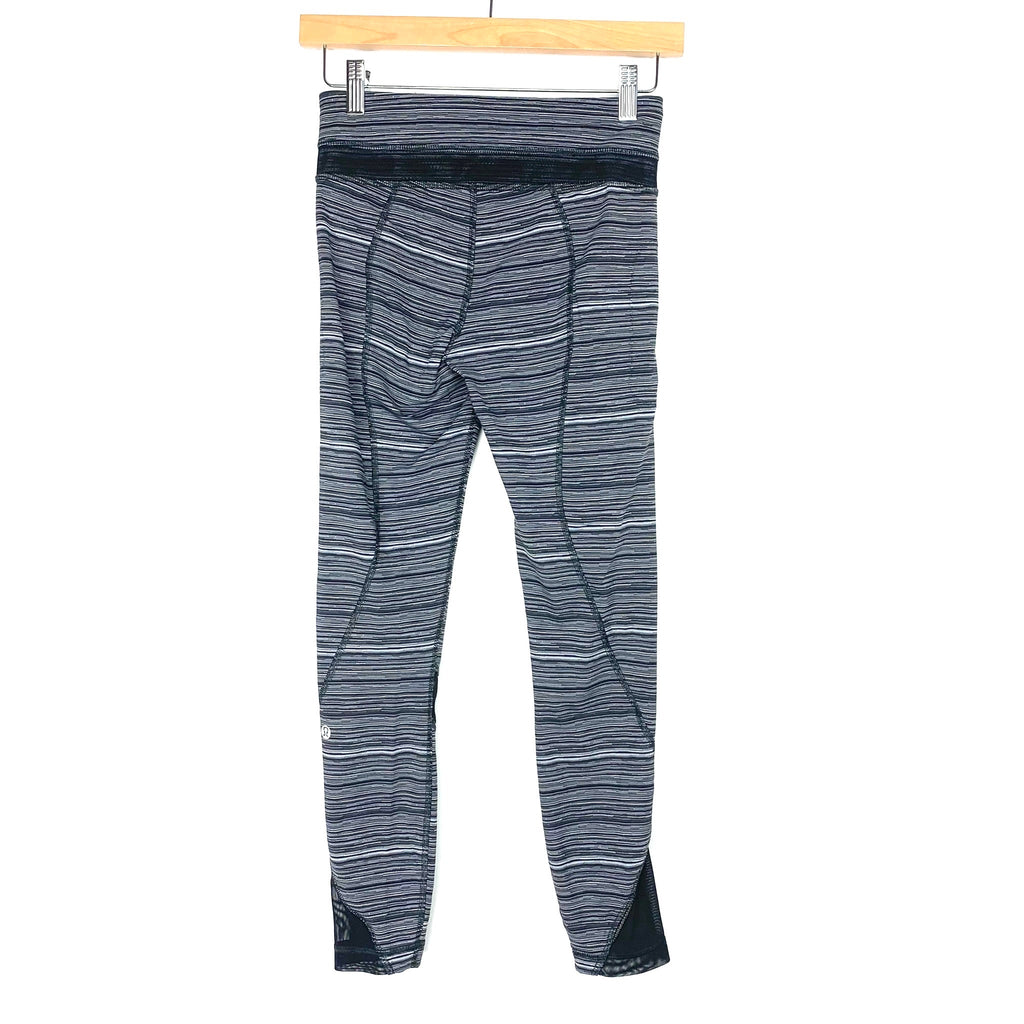 Ω Lululemon Gray Black Seamless Leggings | Zipper Back Pocket| Size 4 ~ EUC
