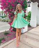 Mable Neon Green Back Tie Belted Dress- Size S