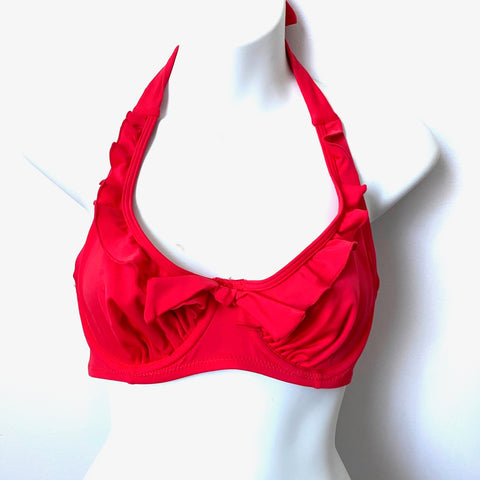 Pour Moi Red Ruffle Bikini Top NWT- Size 34C (TOP ONLY)