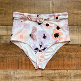Peony Floral High Waisted Belted Bikini Bottoms- Size 12 (sold out online, we have matching top)