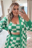 Show Me Your Mumu Green Checker Knit Cardigan NWT- Size L (we have matching pants and top)