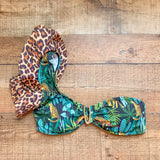Mojito Safari/Leopard Print One Shoulder Ruffle Bikini Top NWT- Size L (we have matching bottoms)