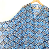 Milly Cabana Silk Coverup with Blue Pattern- Size S