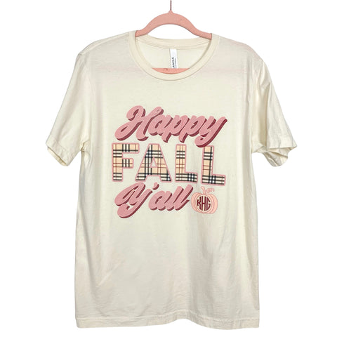 Bella + Canvas Happy Fall Y'all Monogrammed KHG Tee- Size L