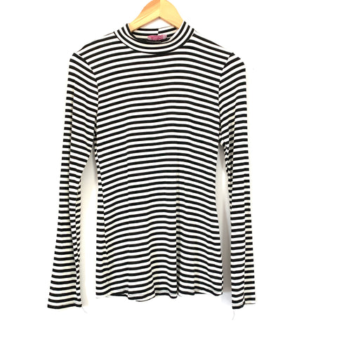 Pink Lily Black & White Striped Turtleneck Blouse- Size S (See notes!)