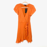 Gibson Look Orange Swiss Dot Wrap Dress NWT- Size XXS