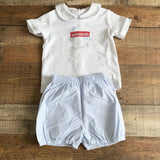 Little English Blue Gingham Wagon Short Set- Size 2T