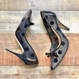 Kate Spade Black Patent Leather Mesh and Velour Polka Dot Stiletto Heels- Size 9 (sold out online)
