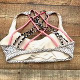 Lululemon Tan Speckled Pink/Black Spotted Straps Padded Sports Bra- Size 8