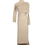 Cult Gaia Oatmeal Melange Wool Blend One Shoulder with Ribbed Draped Overlay Lydia Sweater Dress NWT- Size L (sold out online)