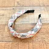 No Brand Cream/Black/Red Plaid Top Knot Headband