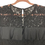 J Crew Black Lace Pleated Keyhole Back Blouse- Size 12
